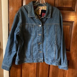 Chico’s size S denim jacket with colorful lining